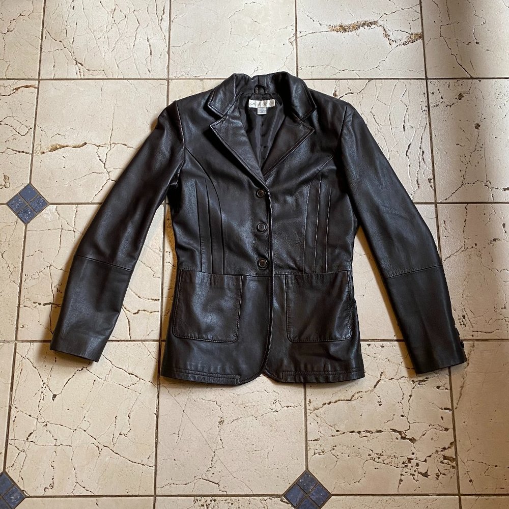 Dark brown leather jacket
